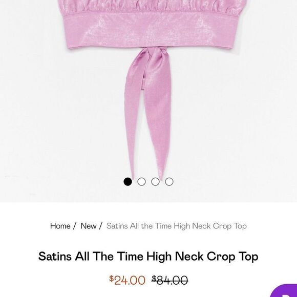 NWT Nasty Gal ‘Satins All the Time’ High Neck Crop Top Size 0 in Lilac - Picture 5 of 10